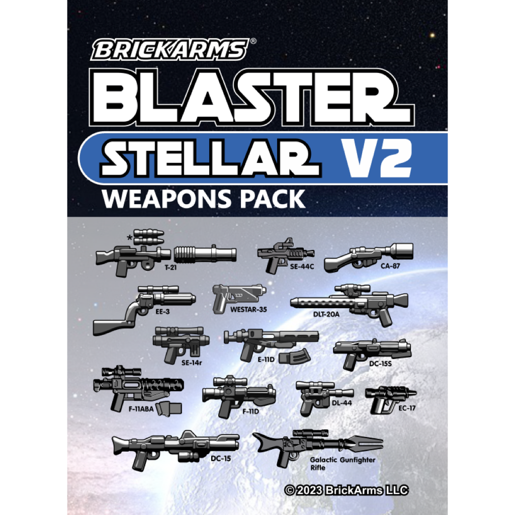 Blaster Weapons Pack Stellar v2 LEGO compatible weapon accessory packBlaster Weapons Pack Stellar v2 Bricks Minifigs Eugene