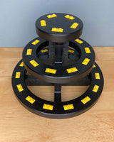 Round 3-Tier Minifigure Display Stand with Yellow Bricks
