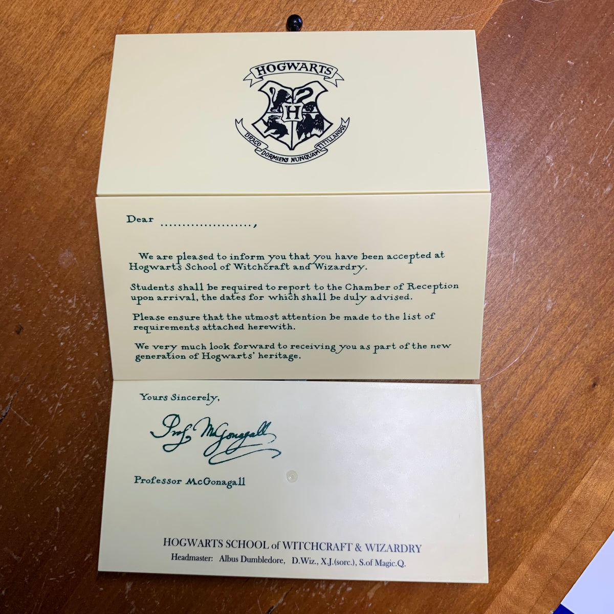 Harry Potter Hogwarts Acceptance Letter Personalized – Store