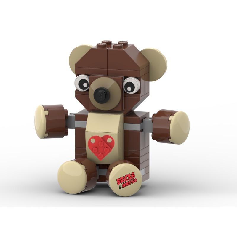 Lego Bear Build Valentine's Day Bear Custom LEGO® Kit – Bricks