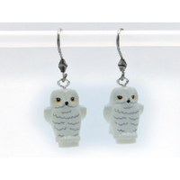 White Owls Earrings - Custom LEGO Jewelry
