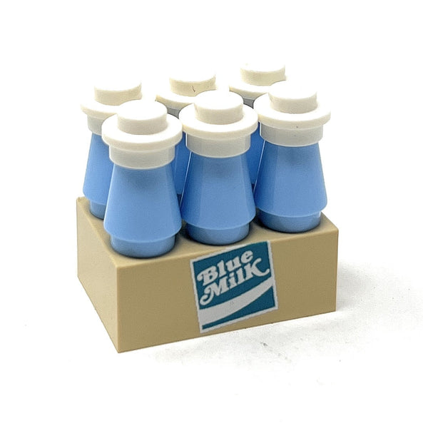 B3 Customs® 6-Pack of Blue Milk for minifigs, made from LEGO bricks