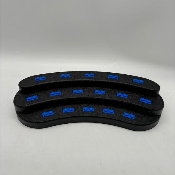 Crescent Minifigure Display Stand - Black with Blue Bricks