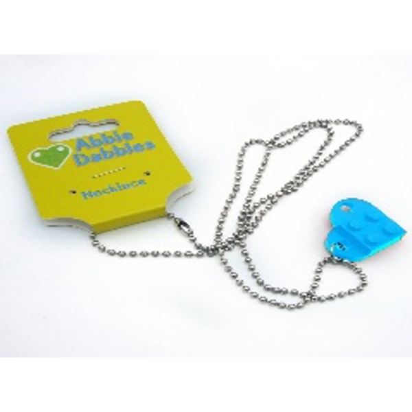 Medium Azure Heart Necklace - Custom LEGO Jewelry
