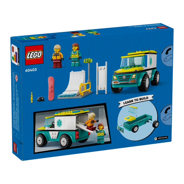 Emergency Ambulance and Snowboarder 60403 New LEGO City Set Bricks Minifigs Eugene