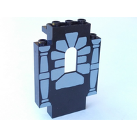 Panel 2 x 5 x 6 Wall with Window with Window Stones and 2 Columns Pattern (Black)