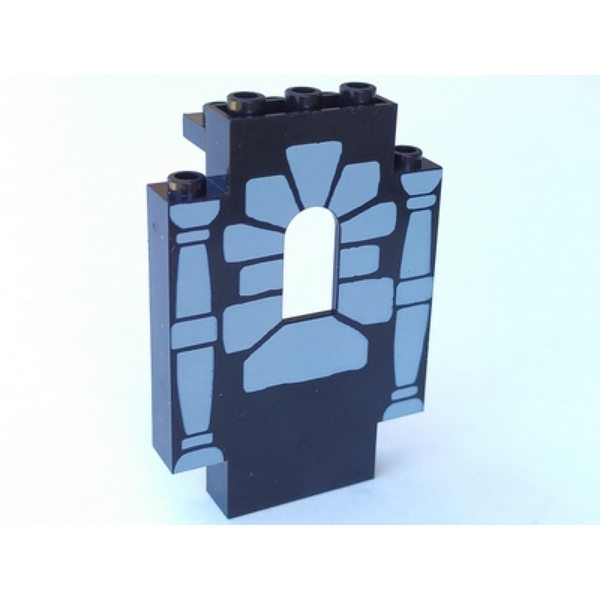 Panel 2 x 5 x 6 Wall with Window with Window Stones and 2 Columns Pattern (Black)