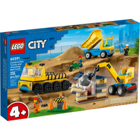 60391 Construction Trucks and Wrecking Ball Crane