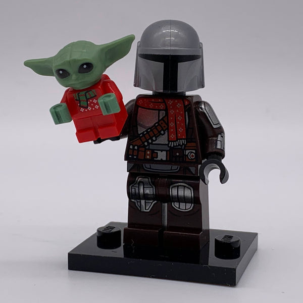 The Mandalorian (Din Djarin) - Red Christmas Scarf and Grogu - Red Christmas Sweater and Scarf (set)