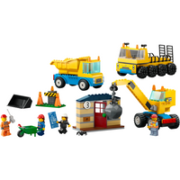 60391 Construction Trucks and Wrecking Ball Crane