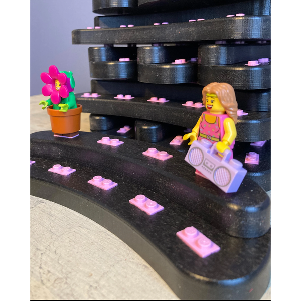 Mini Crescent Minifigure Display Stand - Pink Bricks