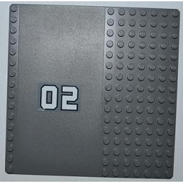 LEGO® Baseplate, Road 16 x 16 with Driveway and '02' at Middle Pattern (Sticker) - Set 7945